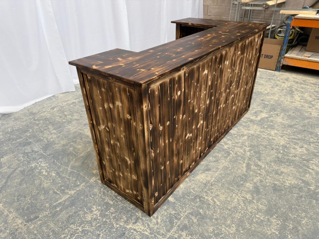 Smoked Negroni home bar with customisable layout and deep shelving rustic bar