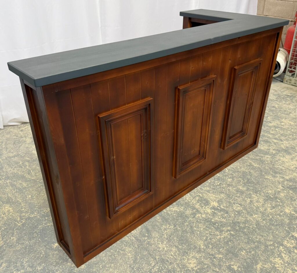 Elegant corner entertaining with Luxe Slate Espresso Martini 180x80 L-shape home bar