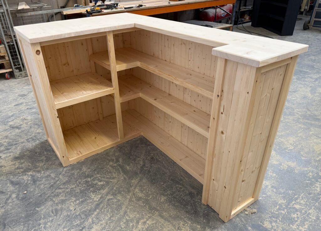 corner home bar built in mini fridge compartment