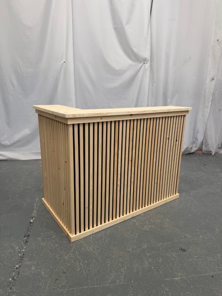 Martini home bar Groove L-shape 140x80 with trendy acoustic panel effect slats UK handcrafted