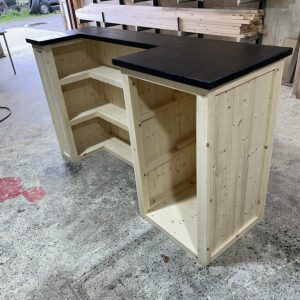 Black Natural Old Fashioned home bar with left or right fridge compartment option