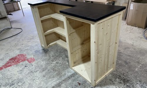 Black Natural Old Fashioned home bar with left or right fridge compartment option