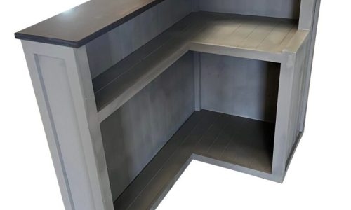 Espresso Grey L-shape Martini home bar in corner with configurable return and fridge compartment visible"