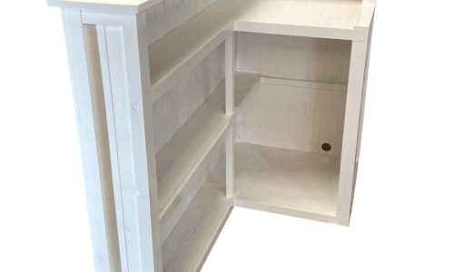 White Max L-shape Mojito home bar in corner with configurable return and fridge compartment