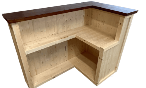 Espresso Natural L-shape Martini home bar in corner with configurable return and fridge compartment visible
