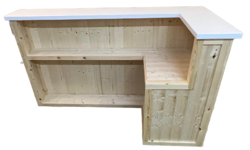 White Natural L-shape Martini home bar in corner with configurable return and fridge compartment