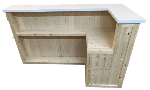 White Natural L-shape Martini home bar in corner with configurable return and fridge compartment