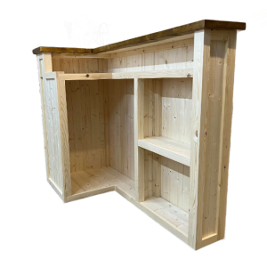 Espresso Natural L-shape Mojito home bar in corner with configurable return and fridge compartment