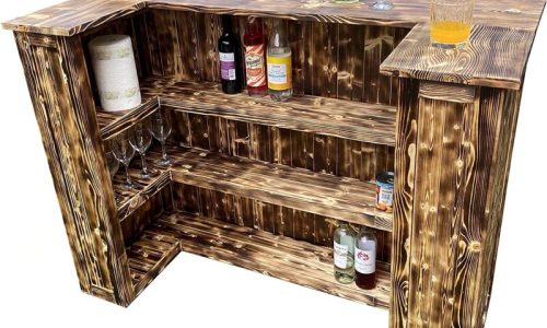 Unique Smoked burnt effect finish on handcrafted Rum Punch home bar