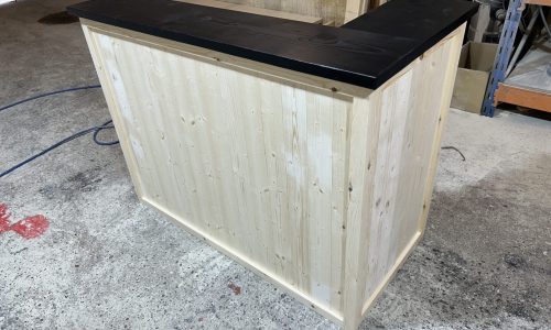 Margarita home bar Black Natural L-shape 140x60 UK handcrafted timber