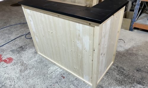 Margarita home bar Black Natural L-shape 140x60 UK handcrafted timber