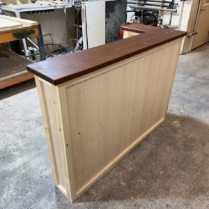 Margarita home bar Espresso Natural L-shape 140x60 UK handcrafted timber