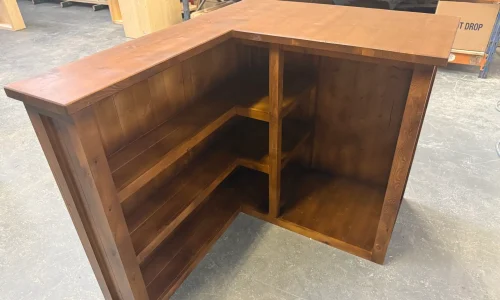 Aperol Spritz home bar in walnut L-shape with rich timber finish UK handcrafted
