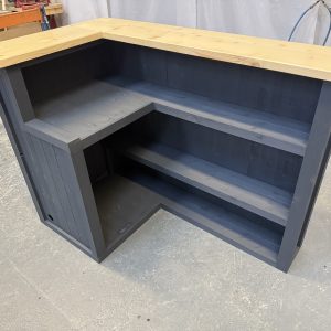 Natural Grey Max L-shape Martini home bar in corner with configurable return and fridge compartment