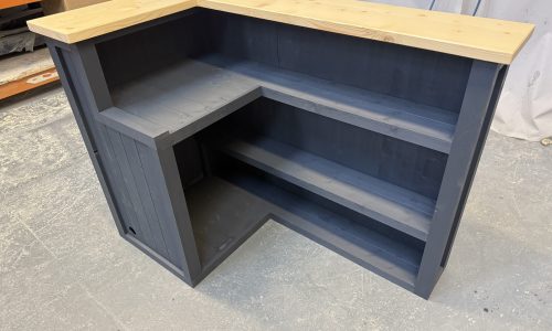 Natural Grey Max L-shape Martini home bar in corner with configurable return and fridge compartment