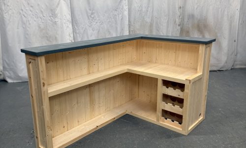 Integrated wine rack holding 9 bottles on Slate Satin Martini home bar