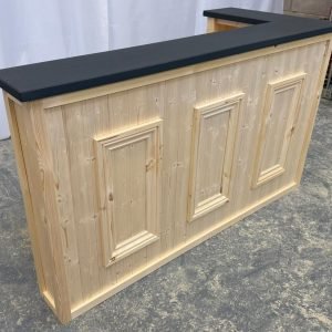 Luxe Slate Natural L-shape Martini home bar in corner with configurable return and fridge compartment