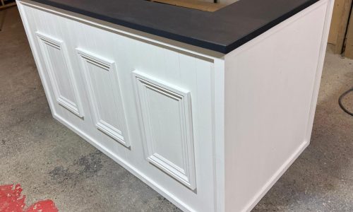 Margarita home bar Luxe Slate White L-shape 180x120 UK handcrafted timber