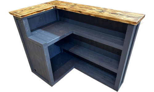 Modern corner entertaining with Max Smoked Grey Martini 140x80 L-shape home bar and extra storage