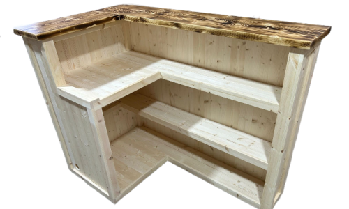 Smoked Natural Max L-shape Martini home bar in corner with configurable return and fridge compartment