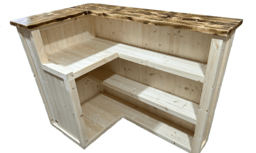 Smoked Natural Max L-shape Martini home bar in corner with configurable return and fridge compartment