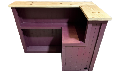 Natural Plum L-shape Martini home bar in corner with configurable return and fridge compartment