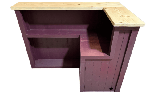 Natural Plum L-shape Martini home bar in corner with configurable return and fridge compartment