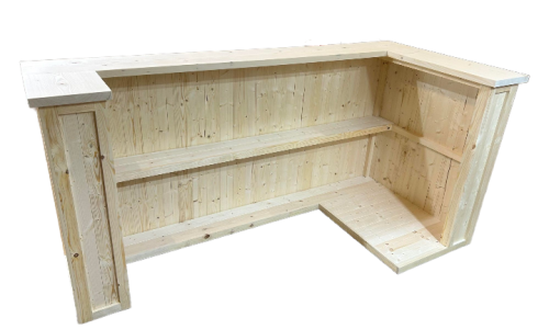 Mimosa home bar in corner with customisable fridge/keg compartment and shelving
