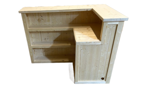 Extra shelf and deep back shelving on handcrafted Martini Max home bar